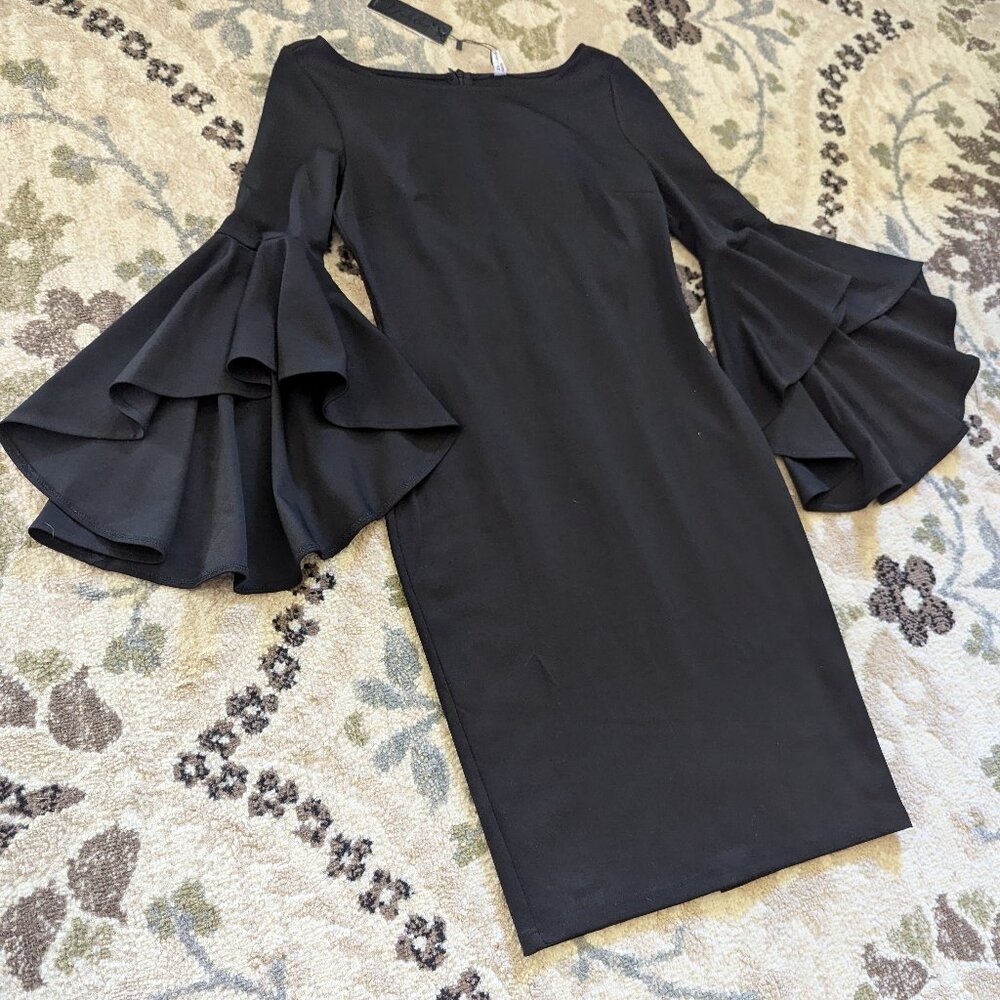 Sheath dress Ruffle bell sleeves - business cocktail party
